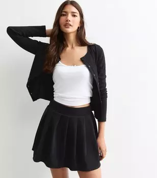 Черная мини-юбка со складками New Look, черный