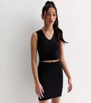 Черная мини-юбка в рубчик для девочек New Look, черный