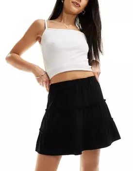 Черная многоярусная мини-юбка Rara ASOS DESIGN