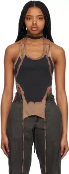 Черная многослойная майка Коричневая Hyein Seo