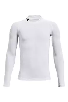 Черная молодежная футболка с длинными рукавами HeatGear Armor Under Armour, белый