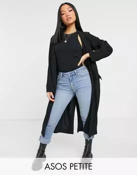 Черная мягкая куртка дастер ASOS DESIGN Petite