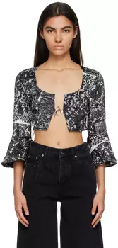 Черная мятая блуза GANNI