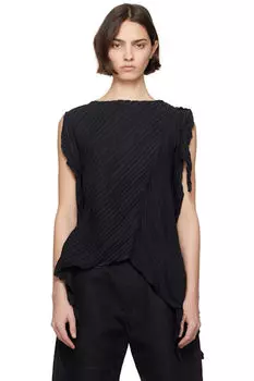 Черная мятая и перекрученная блузка ISSEY MIYAKE