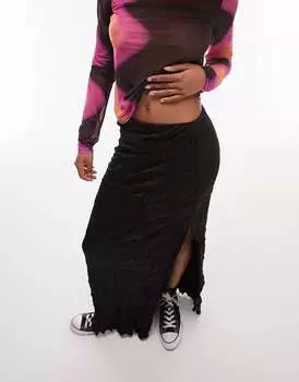 Черная мятая макси-юбка Topshop