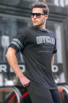 Черная мужская футболка оверсайз с принтом MADMEXT, черный