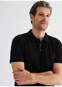 Черная мужская футболка-поло с карманами Fabrika Comfort