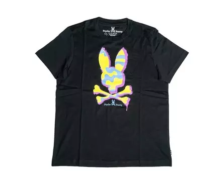 Черная мужская футболка Psycho Bunny Jacob с рисунком B6U819S1PC-BLK, черный