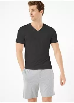 Черная мужская футболка с коротким рукавом и мягкой текстурой 1680A Marks & Spencer, черный