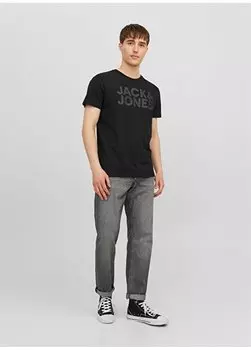 Черная мужская футболка с круглым воротником 12151955_JJECORP LOGO TEE SS O-NECK Jack & Jones, черный