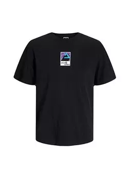 Черная мужская футболка с круглым воротником JCOJJ COLORFUL TEE SS CREW NECK LN Jack & Jones, черный