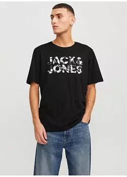 Черная мужская футболка с круглым воротником JJEJEFF CORP LOGO TEE SS O-NECK SN Jack & Jones, черный