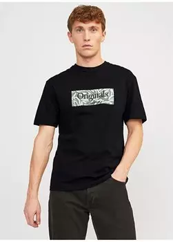 Черная мужская футболка с круглым вырезом 12250436_JORLAFAYETTE BRANDING TEE Jack & Jones, черный