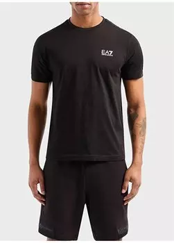 Черная мужская футболка с круглым вырезом 3DPT12PJ7BZ EA7, черный