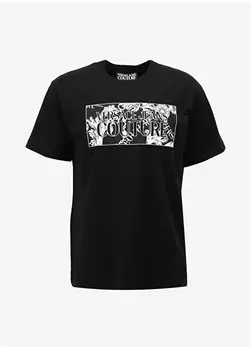 Черная мужская футболка с круглым вырезом 75GAHE01CJ00E899 Versace Jeans Couture, черный