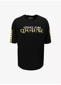 Черная мужская футболка с круглым вырезом 75GAHF01CJ00FG89 Versace Jeans Couture, черный