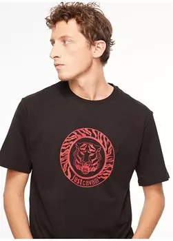 Черная мужская футболка с круглым вырезом 75OAHT02 Just Cavalli, черный