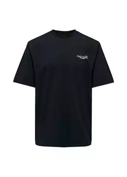 Черная мужская футболка с круглым вырезом и принтом ONSKOLT RLX SUMMER SS TEE Only & Sons, черный