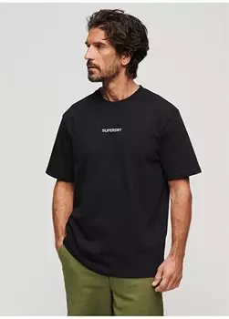 Черная мужская футболка с круглым вырезом и принтом M6010803A02A_MICRO LOGO GRAPHIC LOO Superdry, черный