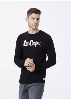 Черная мужская футболка с круглым вырезом и принтом Lee Cooper