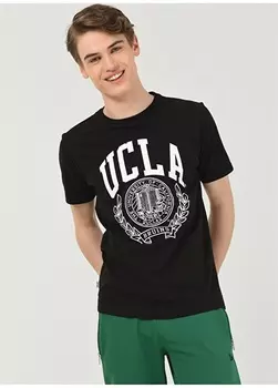 Черная мужская футболка с круглым вырезом и принтом Ucla