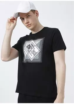 Черная мужская футболка с круглым вырезом и стандартным узором с принтом Black On Black