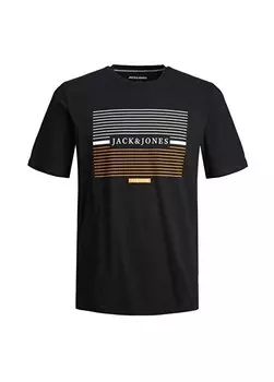 Черная мужская футболка с круглым вырезом JJCYRUS TEE SS CREW NECK Jack & Jones, черный