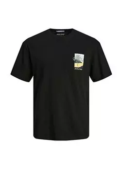 Черная мужская футболка с круглым вырезом JORARUBA CHEST EMB TEE SS CREW NECK Jack & Jones, черный