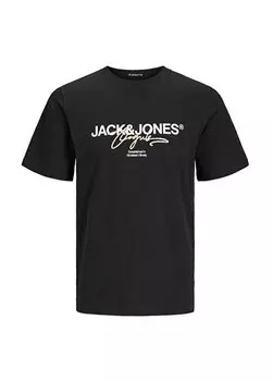 Черная мужская футболка с круглым вырезом JORARUBA BRANDING TEE SS CREW NECK Jack & Jones, черный
