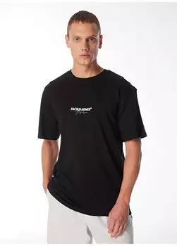 Черная мужская футболка с круглым вырезом JORARUBA PUFF BRANDING TEE SS CREW Jack & Jones, черный