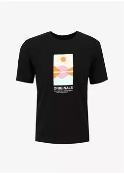 Черная мужская футболка с круглым вырезом JORLAFAYETTE TEE SS CREW NECK 1 FST Jack & Jones, черный