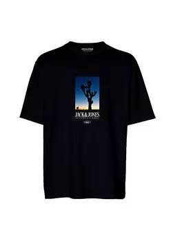 Черная мужская футболка с круглым вырезом JORLUCCA TEE SS CREW NECK 2 FST Jack & Jones, черный