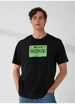 Черная мужская футболка с круглым вырезом Just Cavalli