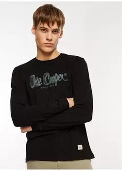 Черная мужская футболка с круглым вырезом Lee Cooper