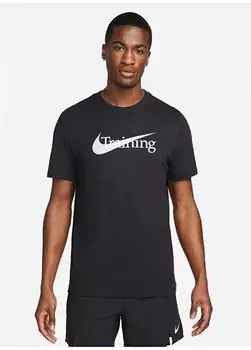 Черная мужская футболка с круглым вырезом Nike