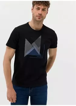 Черная мужская футболка с круглым вырезом Pierre Cardin