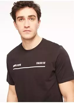 Черная мужская футболка с круглым вырезом с принтом E-NEF Aeropostale, черный