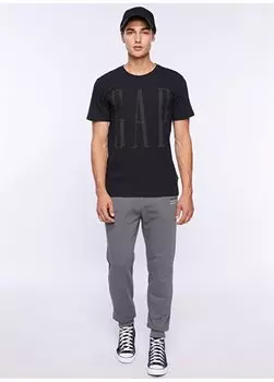 Черная мужская футболка с круглым вырезом с принтом 499950 Gap, черный