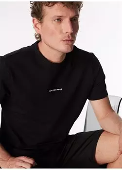 Черная мужская футболка с круглым вырезом с принтом F4SM-TST 0190 Fabrika, черный