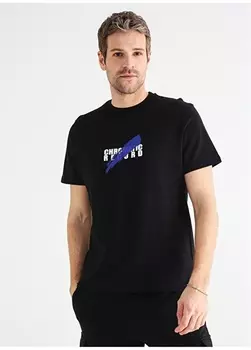 Черная мужская футболка с круглым вырезом с принтом Black On Black