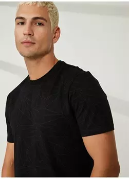 Черная мужская футболка с круглым вырезом с рисунком Armani Exchange