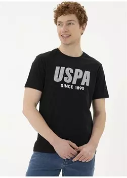 Черная мужская футболка с круглым вырезом TEVER U.S. Polo Assn., черный