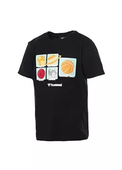 Черная мужская футболка с принтом 911795-2001-HMLDRACO T-SHIRTS S/S Hummel, черный