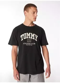 Черная мужская футболка с принтом DM0DM18557BDS Tommy Jeans, черный