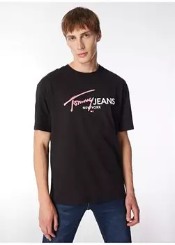 Черная мужская футболка с принтом DM0DM18572BDS Tommy Jeans, черный