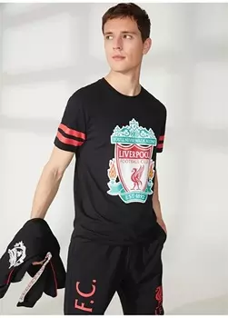 Черная мужская футболка с принтом Liverpool Never Say Never