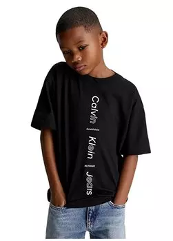 Черная мужская футболка с принтом MAXI INST.LOGO RLXD SS ФУТБОЛКА Calvin Klein, черный