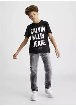 Черная мужская футболка с принтом PIXEL LOGO RELAXED SS ФУТБОЛКА Calvin Klein, черный