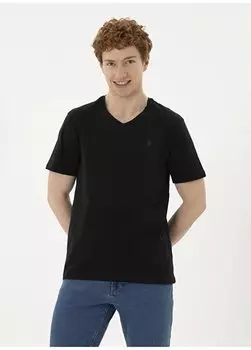 Черная мужская футболка с V-образным вырезом GTS02IY024 U.S. Polo Assn., черный