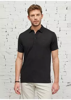 Черная мужская футболка с воротником поло Altnyldz Classic